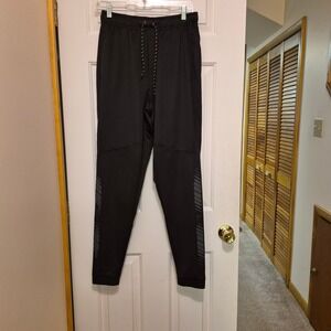 Mia Sport Mens Black Performance Joggers Tapered Activewear Track Pants Size M